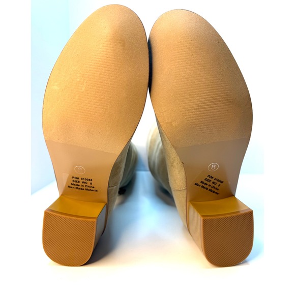 Journee Collection Women's Sanora Stacked Heel Mid Shaft Boots Stone Size 8M NWT - Picture 6 of 6